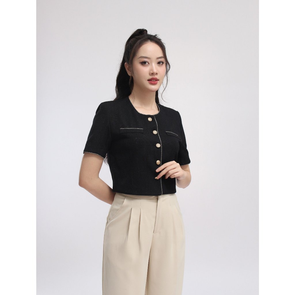 Áo blazer nữ VIỆTBROTHERS cộc tay viền áo 231ABU02