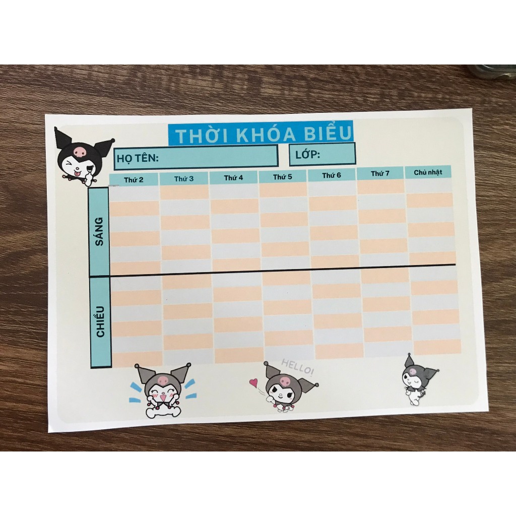 Thời khóa biểu Blackpink, Gấu dâu, Phi hành gia, nhân vật anime, nhân vật hoạt hình ... KT 14x20cm