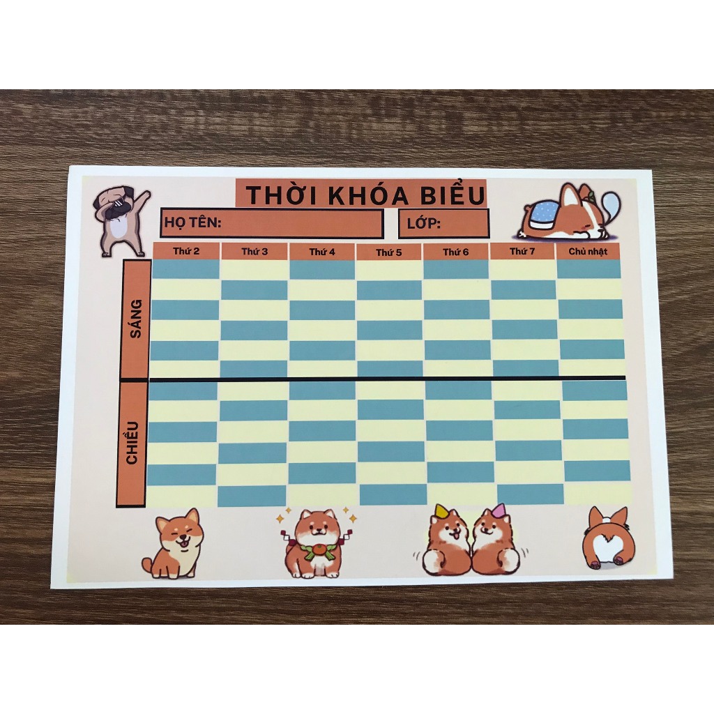 Thời khóa biểu Blackpink, Gấu dâu, Phi hành gia, nhân vật anime, nhân vật hoạt hình ... KT 14x20cm