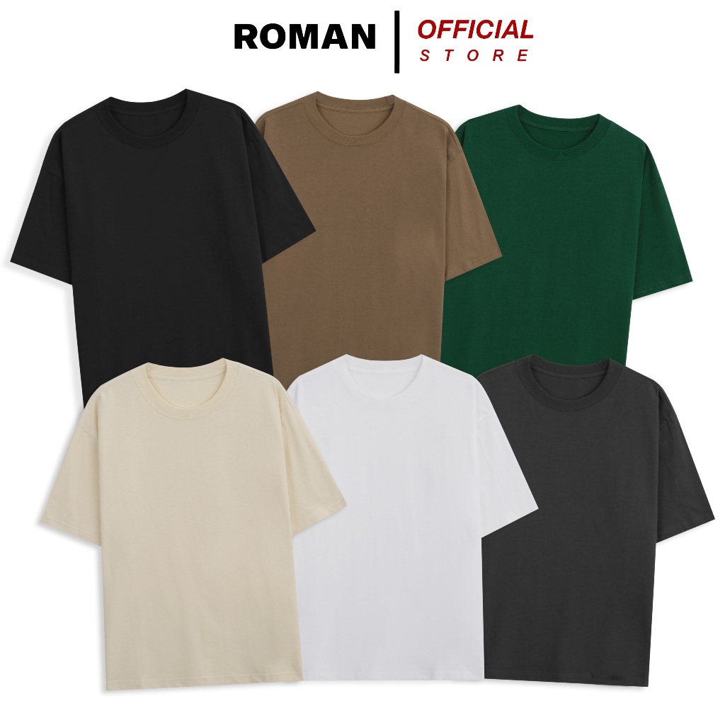 Áo thun nam trơn ROMAN cổ tròn form rộng basic vải cotton cao cấp AT5
