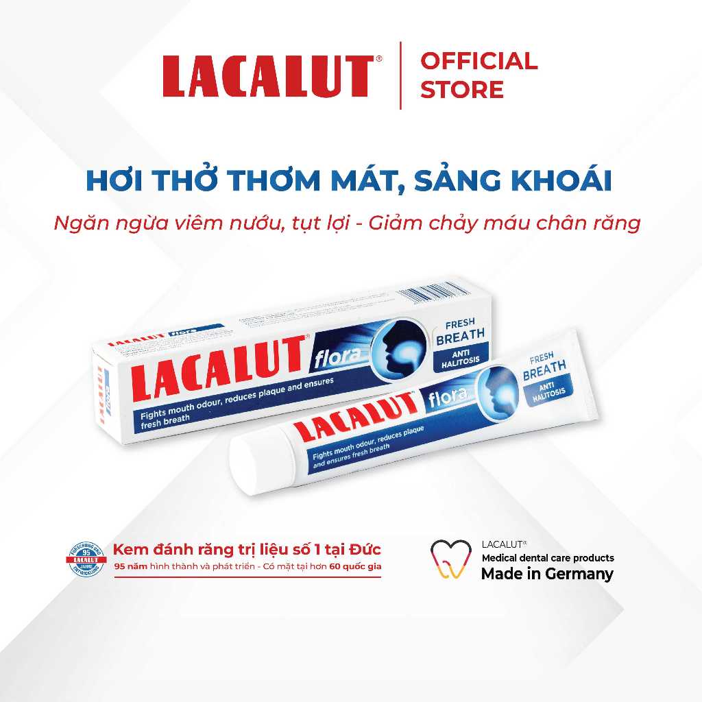 Lacalut Flora - Kem Đánh Răng Thơm Miệng, Sảng Khoái, Ngừa Sâu Răng | Nhập Khẩu CHLB Đức