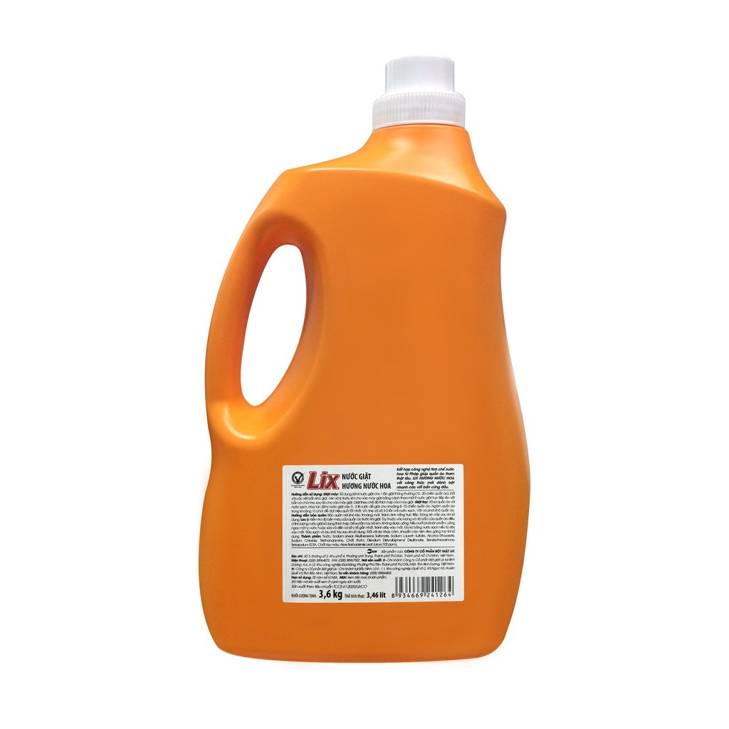 Nước giặt chai đậm đặc hương hoa 3.6kg làm sạch cực nhanh bảo vệ da tay Nước giặt Lix chính hãng