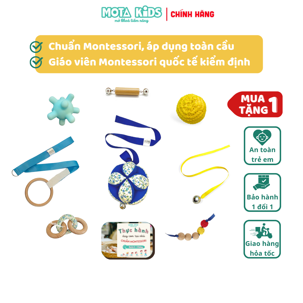 Combo đồ chơi montessori, đồ chơi cho bé sơ sinh 3-6 tháng tuổi