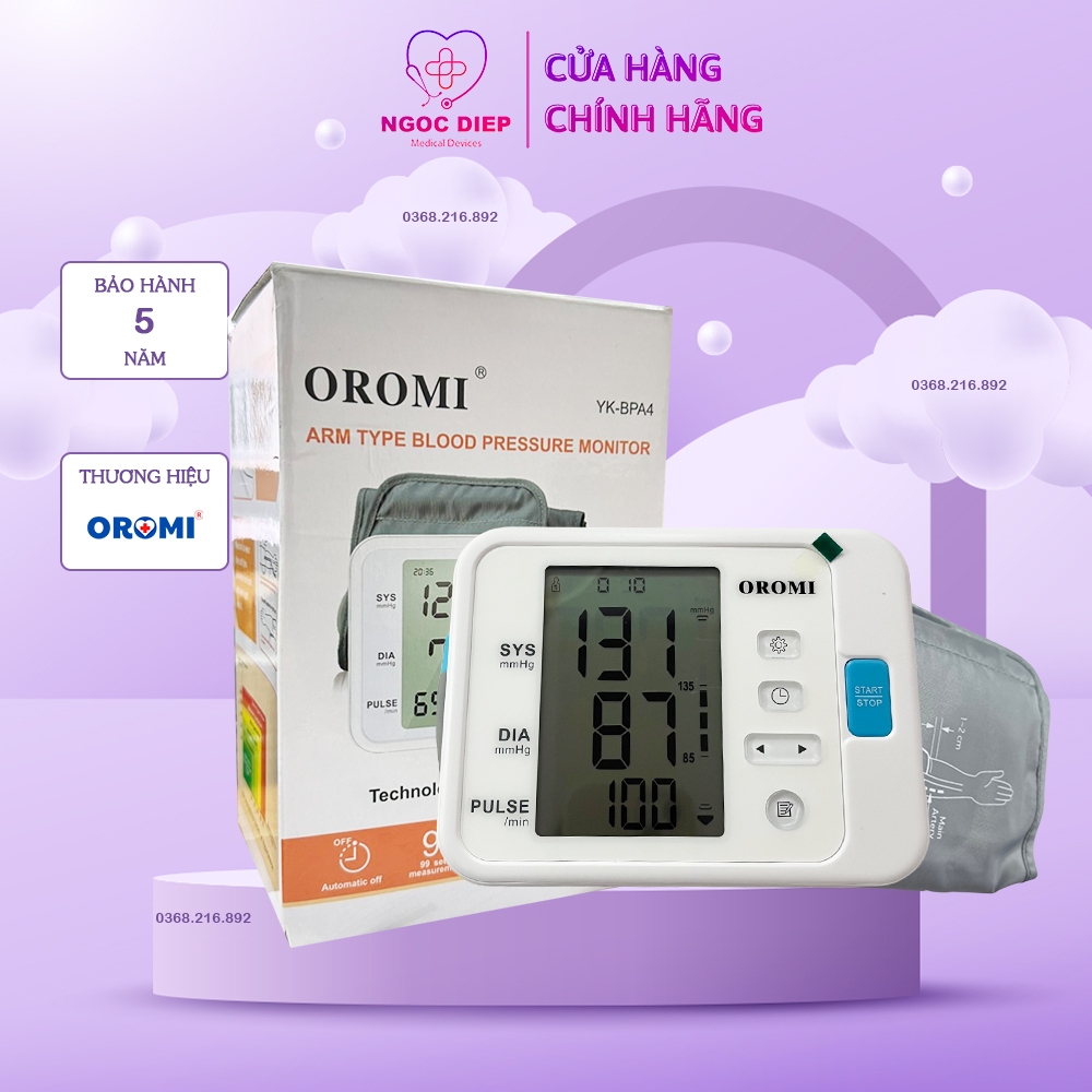 Máy đo huyết áp bắp tay OROMI YK-BPA4 - Hỗ trợ giọng nói tiếng Việt - Tặng bộ đổi nguồn