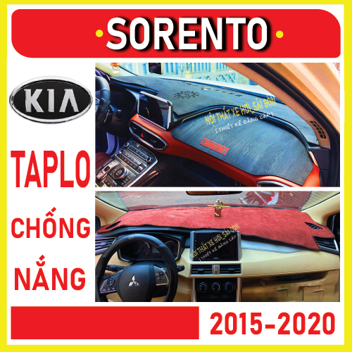 Thảm taplo xe Kia Sorento 2015 2016 2017 2018 2019 2020, thảm taplo che nắng da carbon, da vân gỗ, nhung cừu