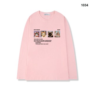 Áo Thun Tay Dài HY KOREA 4 chú mèo 1034 Form Rộng Unisex Freesize