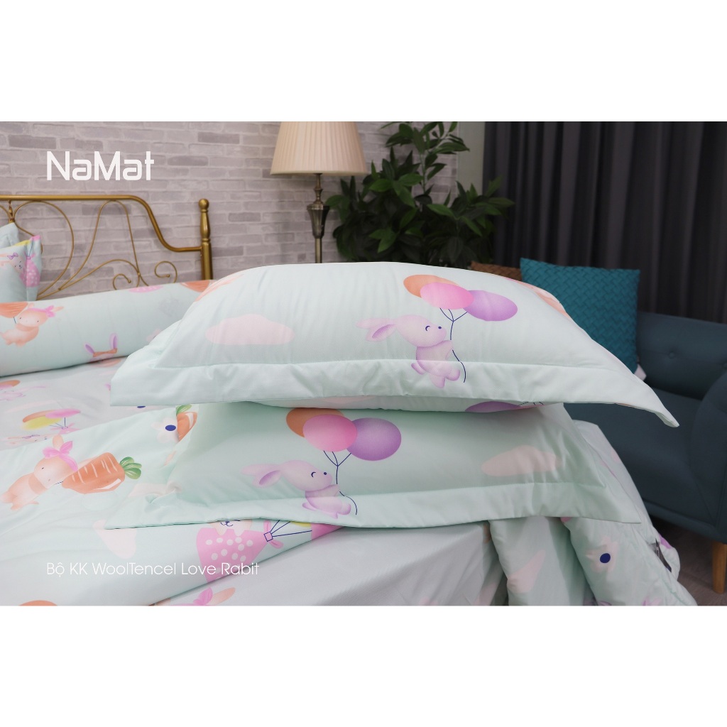 Bộ Ga Gối 2 Món N120/20 WoolTencel Love Rabit - NaMat LIZD