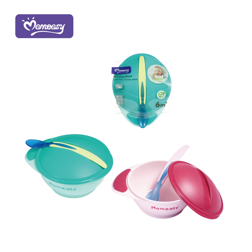 Set Bát Ăn Dặm Kèm Thìa Cảm Biến Nhiệt Momeasy Cho Bé