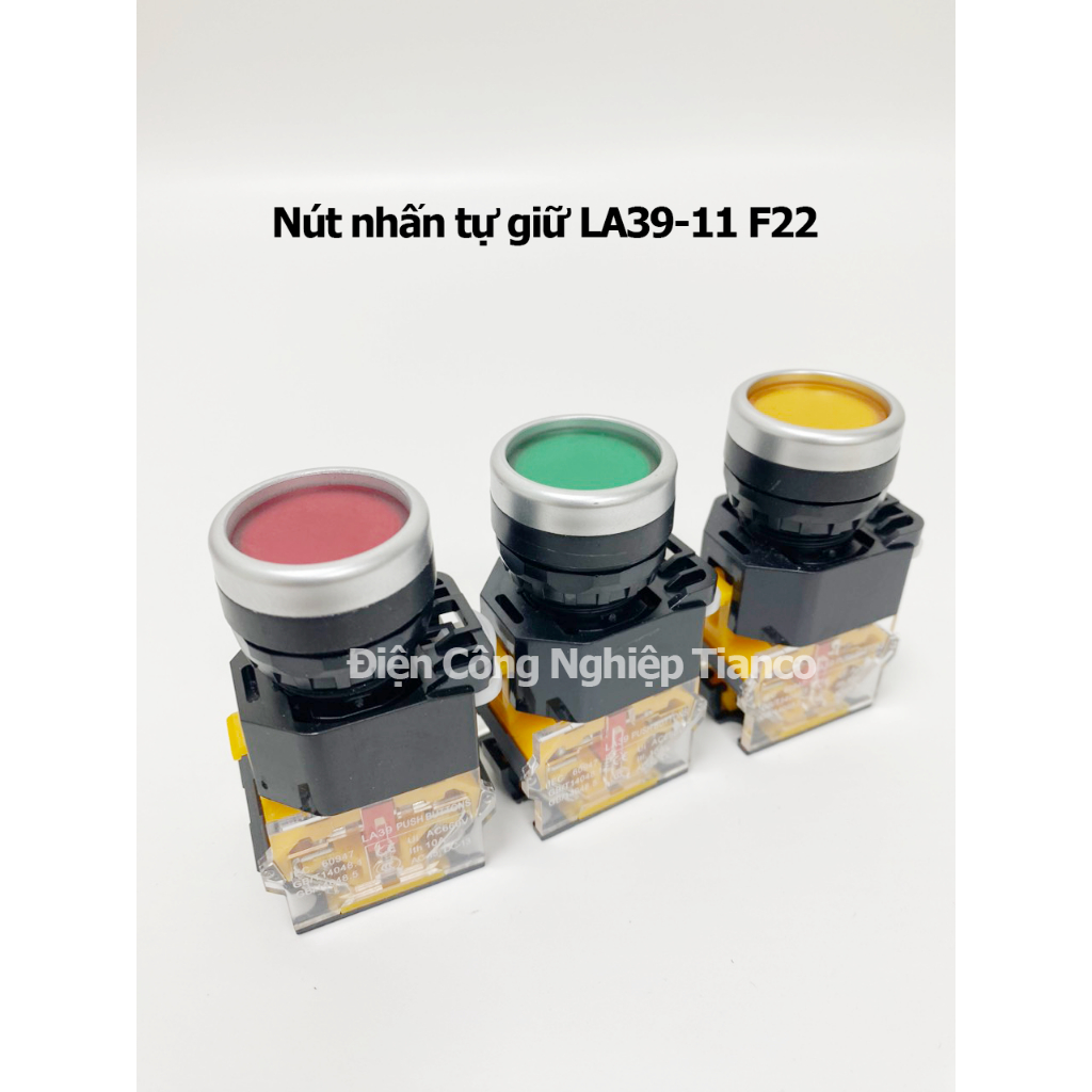 Nút Nhấn không đèn Phi 22 Xanh Đỏ Vàng , Nút Nhấn Tự Nhả / Nút Nhấn Tự Giữ