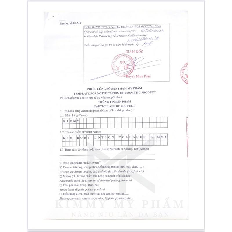 Kem body trắng da Kimmy - whitening body cream hộp 1000g kem nền