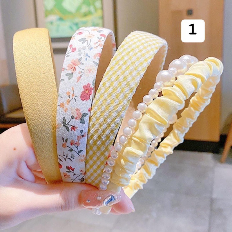 MVP3461 Set 5 Bờm Tóc Vải Màu Pastel Xinh Xắn Dễ Thương Cho Nữ, phong cách vintage sang chảnh