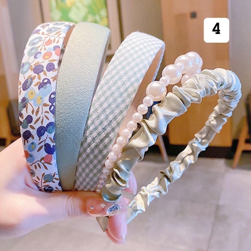 MVP3461 Set 5 Bờm Tóc Vải Màu Pastel Xinh Xắn Dễ Thương Cho Nữ, phong cách vintage sang chảnh