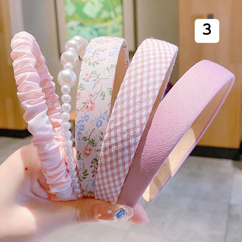 MVP3461 Set 5 Bờm Tóc Vải Màu Pastel Xinh Xắn Dễ Thương Cho Nữ, phong cách vintage sang chảnh