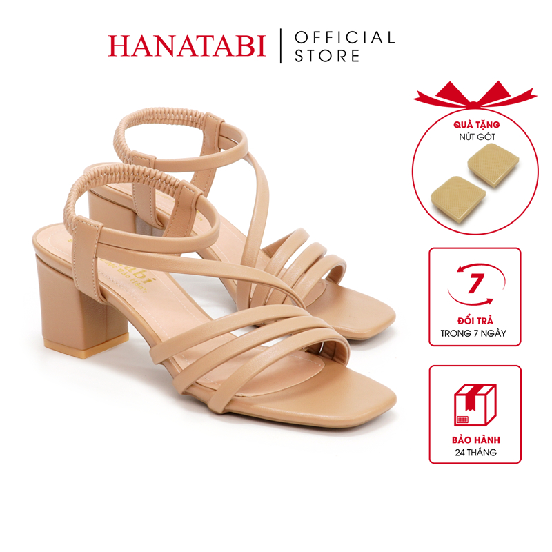 Sandal Nữ Hanatabi Quai 3 Dây Mũi Vuông Gót Cao 5cm Hậu Thun Đế TA Cao Cấp Chống Trơn Trượt Mã HNSDT5F854