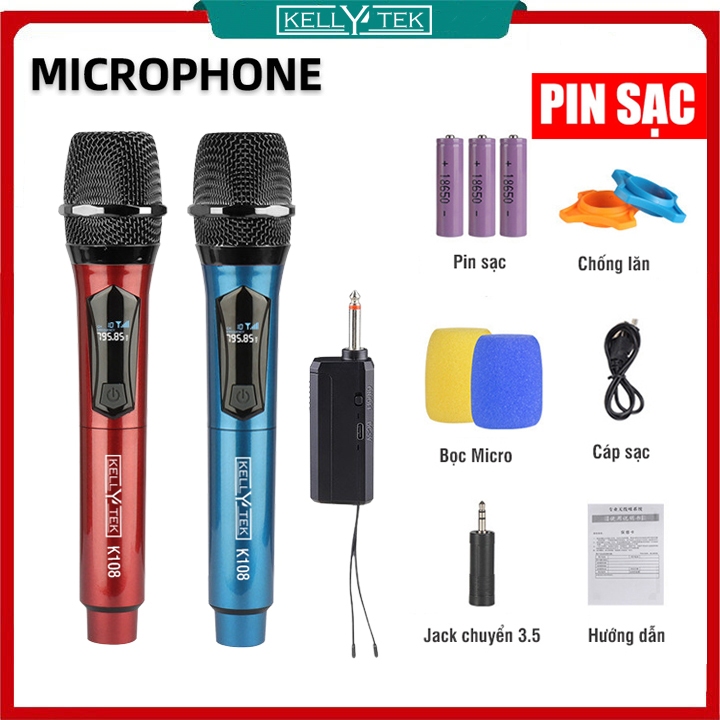 Bộ Micro không dây hát Karaoke - Chuyên Dùng Cho Loa Kéo, Amply, Vang - Bảo hành 12 Tháng