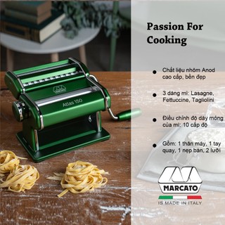 Máy làm mì ý marcato atlas 150 pasta machine - green - xuất xứ ý