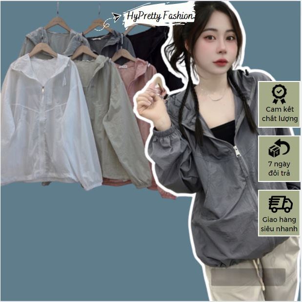 Áo khoác dù trượt nước 1 lớp form dài rộng nón 2 lớp nhẹ nhàng đi mưa gọn gàng HYPRETTY 01