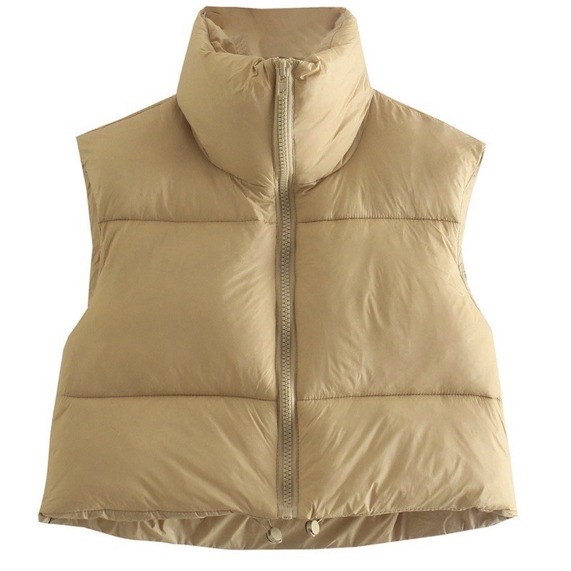Áo phao ghile dáng croptop rút dây phong cách hàn quốc