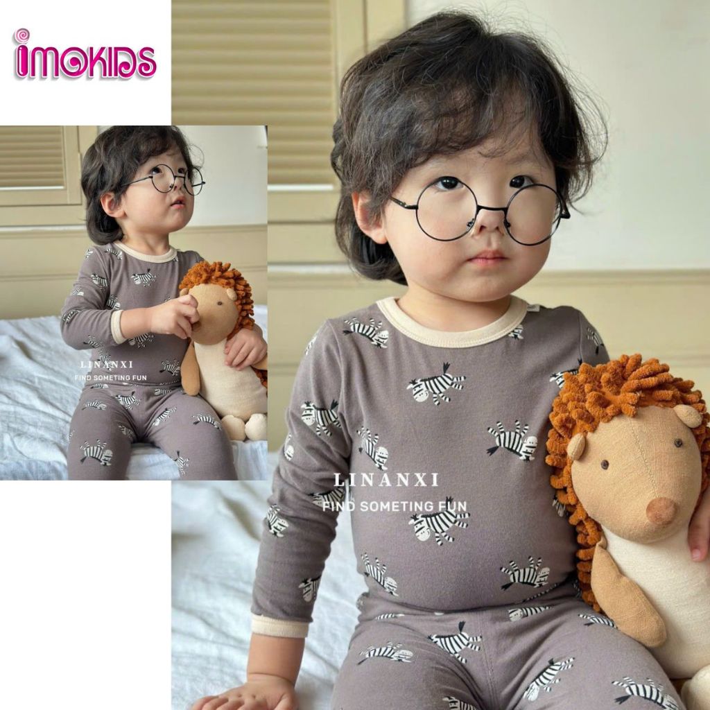 Đồ bộ dài tay bé trai Xuất Hàn LNX 08-20kg bộ cotton Quảng Châu chất cotton họa tiết dễ thương quần áo trẻ em dài