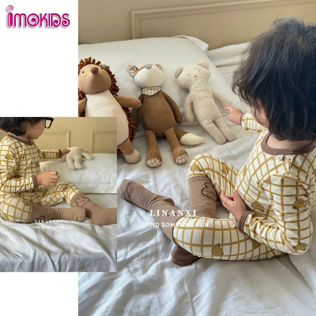 Đồ bộ dài tay bé trai Xuất Hàn LNX 08-20kg bộ cotton Quảng Châu chất cotton họa tiết dễ thương quần áo trẻ em dài