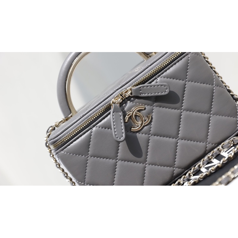 Túi quai xách cốp xleo QUAI KIM LOẠI hàng fullbox nam châm vip sz20cm 3 mầu: Đen,Ghi & Kem w166-18