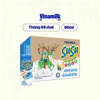 Thùng 48 chai Sữa Chua Uống Tiệt Trùng Vinamilk SuSu hương Việt Quất Chuối - 80ml