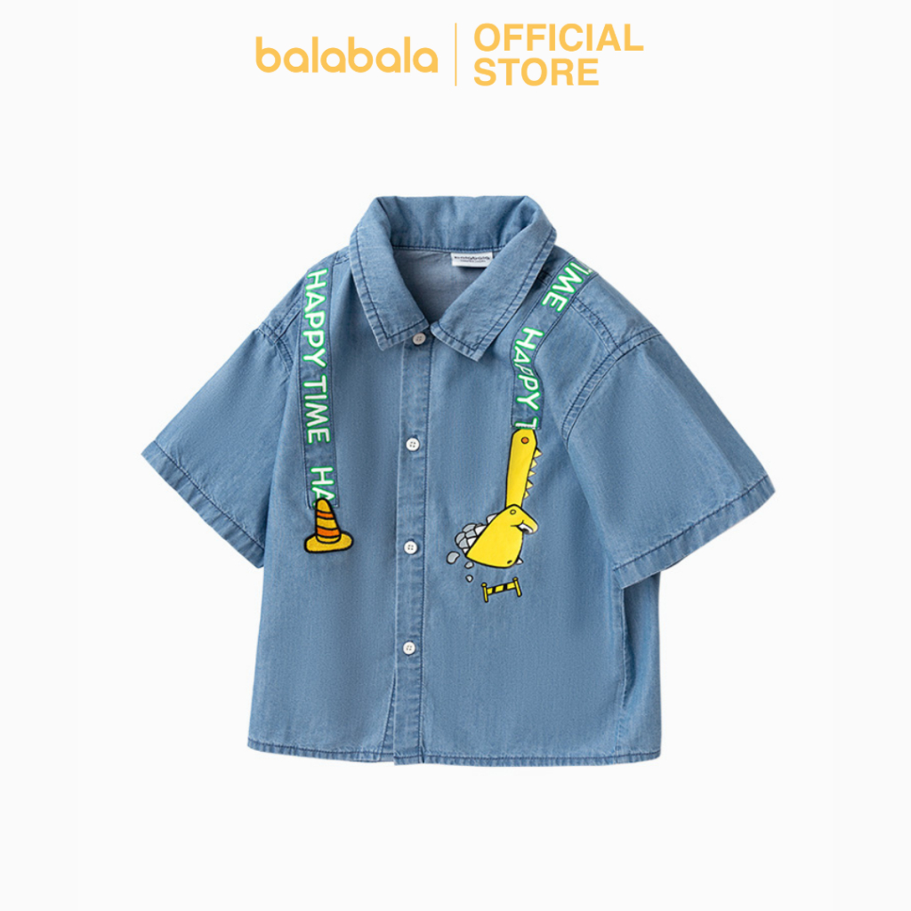 Áo sơ mi ngắn tay bé trai họa tiết hoạt hình dễ thương, chất cotton thoáng mát BALABALA - TODDLER 201223118102