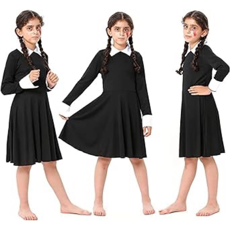 Bộ trang phục Wednesday Cosplay Đầm Addams family hóa trang HALLOWEEN / váy hoá wednesday addams hoá trang HALLOWEEN