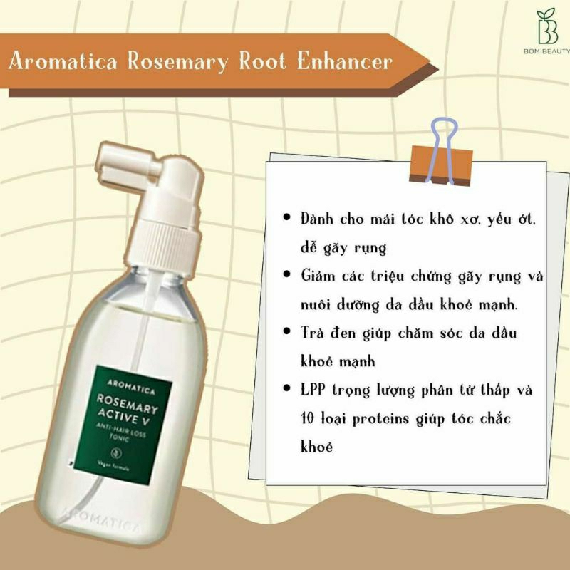 Xịt dưỡng Hương Thảo CHỐNG RỤNG TÓC + KÍCH THÍCH MỌC TÓC Aromatica Rosemary Active V Anti-Hair Loss Tonic 100ml