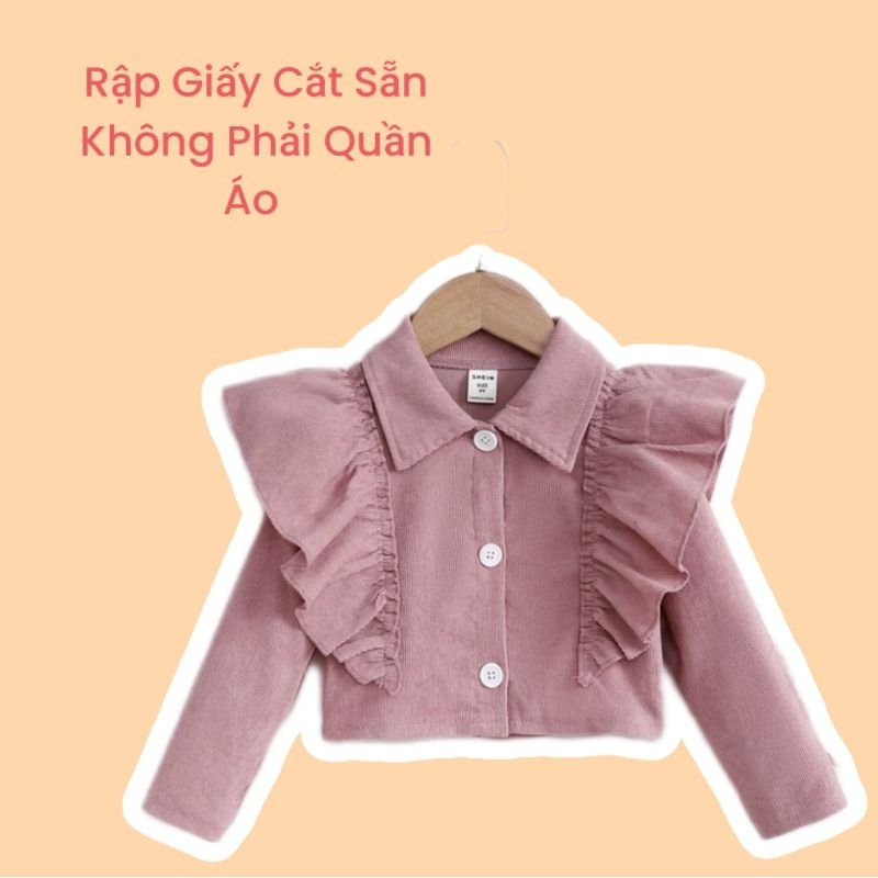 Rập giấy cắt sẵn - Rập giấy may áo dài tay cổ sơ mi bèo ngực bé gái