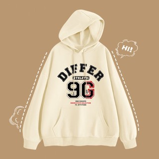 Áo Hoodie Unisex Nam Nữ Form Rộng Mũ 2 Lớp Bo Tay Gấu In Chữ Diffe 9G Mặc Đi Chơi