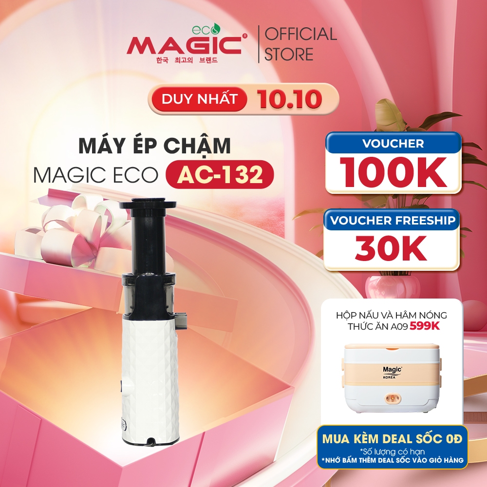 Máy ép chậm thế hệ mới Magic Eco AC132 MADE IN THAILAND,lưới lọc 2 tầng,giảm ít tiếng ồn,bảo hành chính hãng