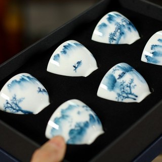Bộ 6 Chén Cảnh Đức Vẽ Tay