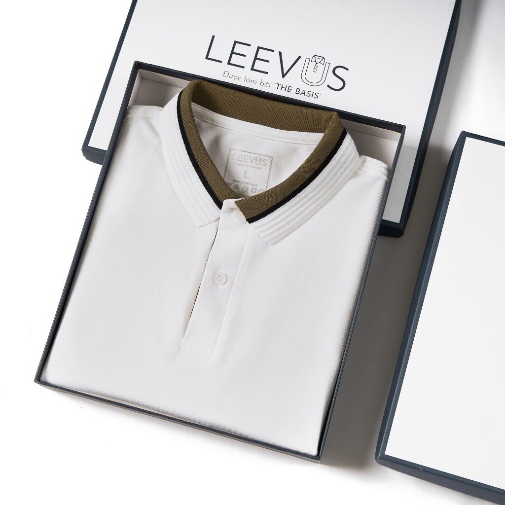 Áo Polo nam BLOCK COLLAR-RIB LEEVUS phối bo, vải CVC cá sấu, form regular APL311