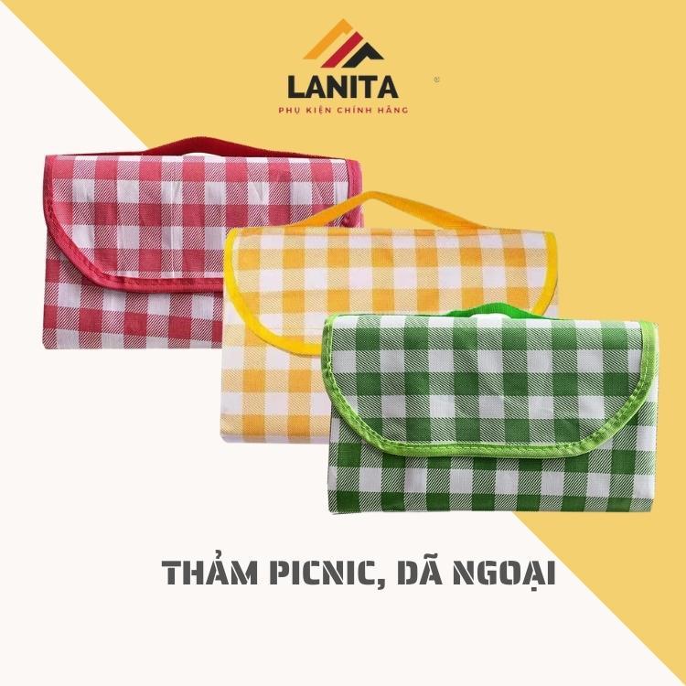 Thảm picnic dã ngoại LANITA vải oxford không thấm nước gấp gọn