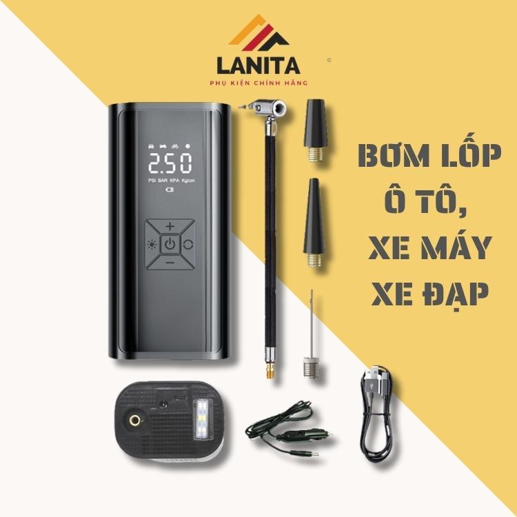 Bơm xe ô tô,xe máy, xe đạp LANITA LT01 công suất 120W kích thước 16*8*6cm