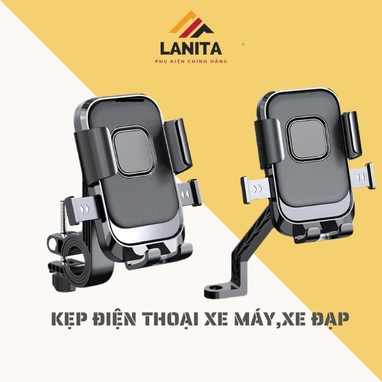 Kẹp điện thoại xe máy,xe đạp LANITA xoay 360 độ tiện lợi chắc chắn