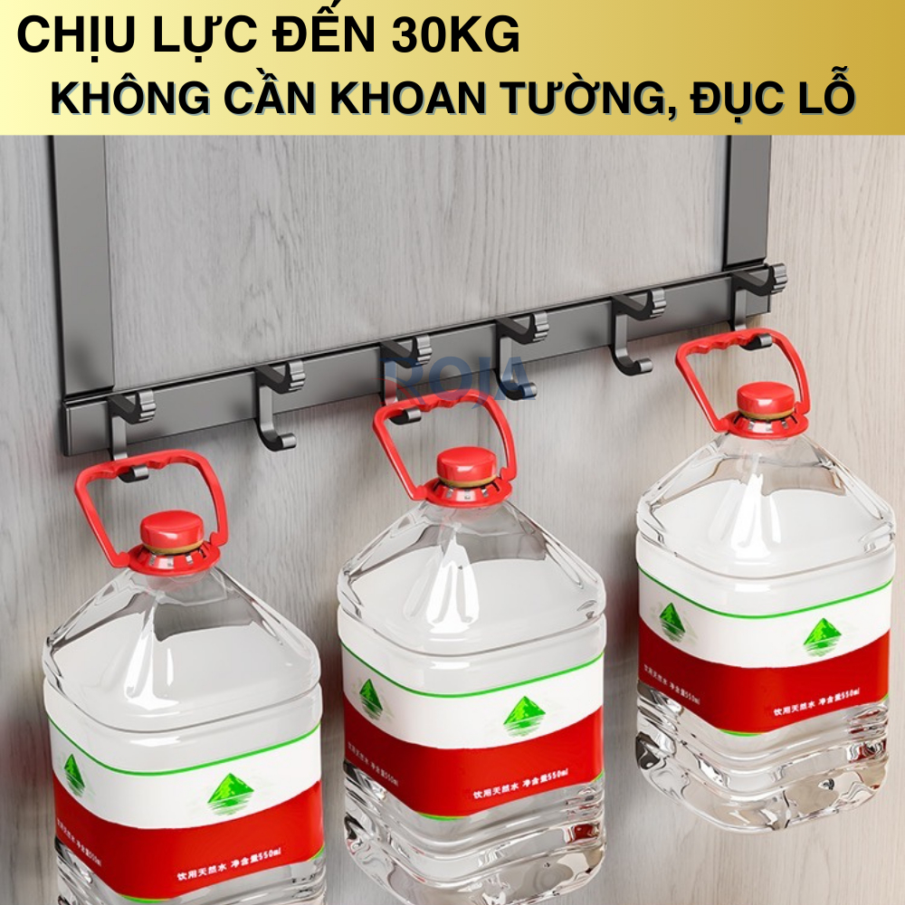 Móc Treo Đồ Đa Năng Móc Treo Sau Cửa Nhôm Không Gỉ Dán Tường Không Cần Khoan ROJA