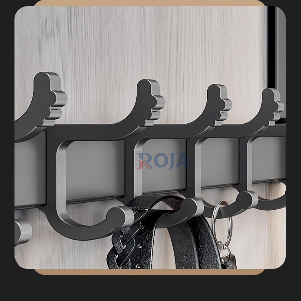 Móc Treo Đồ Đa Năng Móc Treo Sau Cửa Nhôm Không Gỉ Dán Tường Không Cần Khoan ROJA