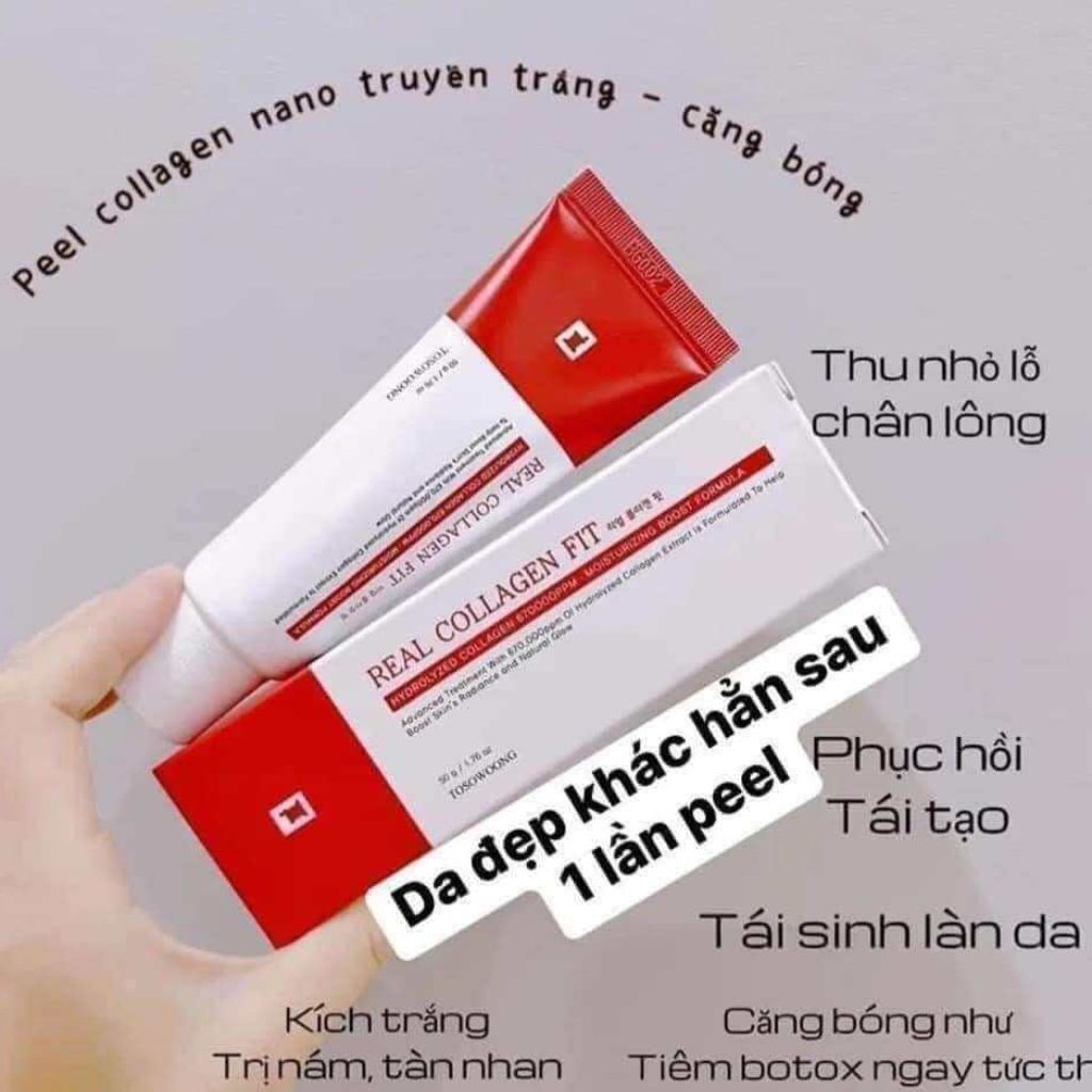 Peel Da Collagen Nano Căng Bóng Real Collagen Fit Hàn Quốc 50ml Giúp da trắng sáng, mịn màng