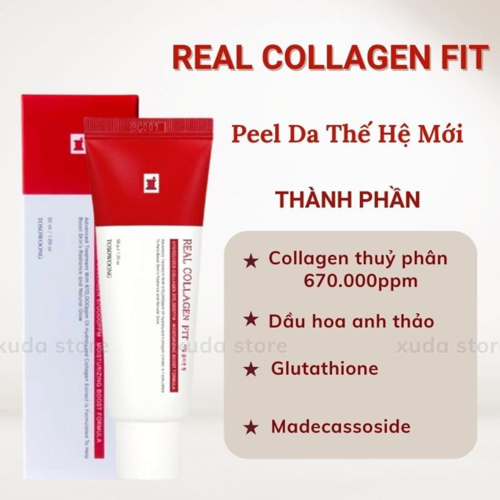 Peel Da Collagen Nano Căng Bóng Real Collagen Fit Hàn Quốc 50ml Giúp da trắng sáng, mịn màng