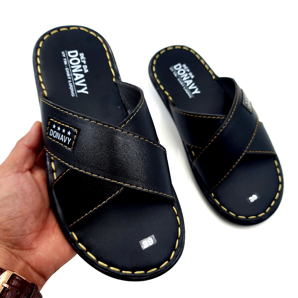 Dép 02 quai ngang nam da donavy cao cấp, hàng công ty chất lượng D.2CHEO