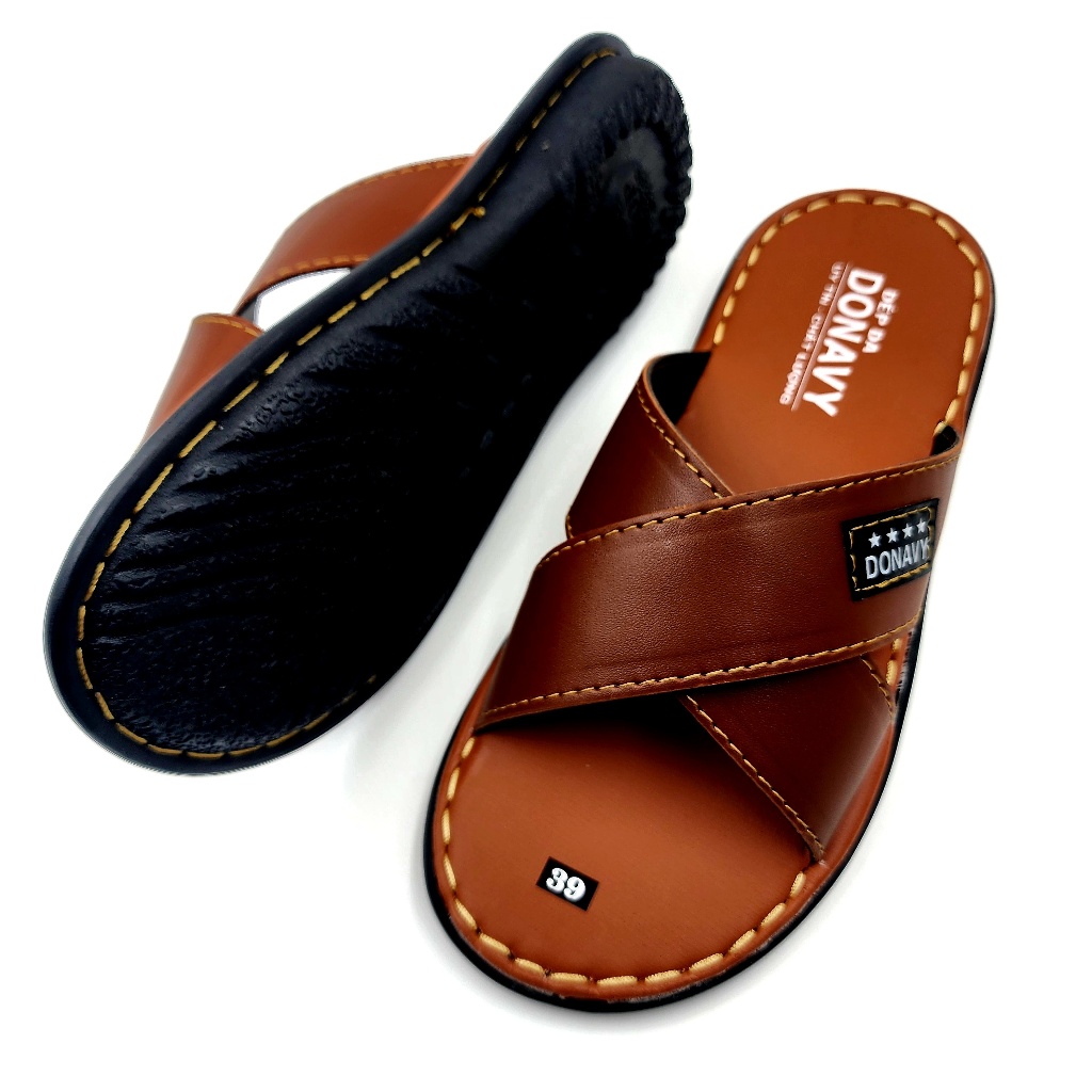 Dép 02 quai ngang nam da donavy cao cấp, hàng công ty chất lượng D.2CHEO