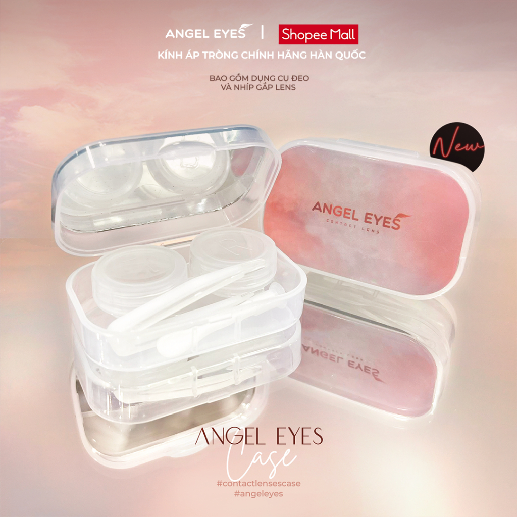 [GIÁ TỐT] Khay đựng lens có gương Angel Eyes kèm bộ dụng cụ đeo lens (nhíp gắp lens, que đeo lens)