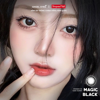 Lens giãn tròng màu đen tự nhiên có độ Magic Black -  Angel Eyes  - Độ cận 0-6 (có hỗ trợ cận lệch)
