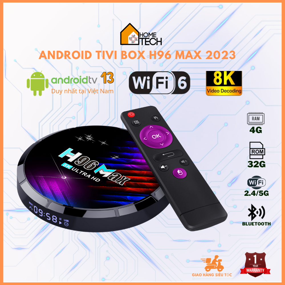 Android box H96 Max model 2023 Rockchip RK3528 8K TV box  Android TV 13(ATV 13) đầu tiên RAM 4G Bộ Nhớ 32G WIFI 6