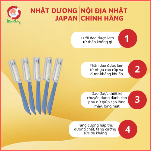 HÀNG NHẬT Dao Cạo Lông Mặt Lông Mày Nhật Bản Kai Beauty Lưỡi Dao Trơn