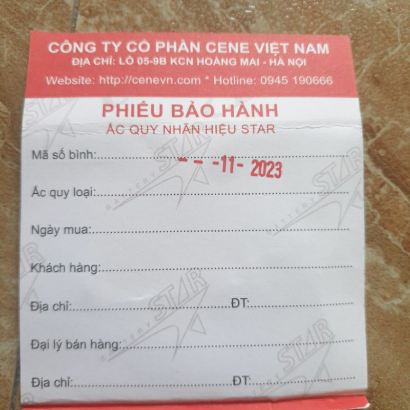 Bình Ác Quy  khô kín khí Hiệu Star hàng chính hãng bảo Hành 12 Tháng9