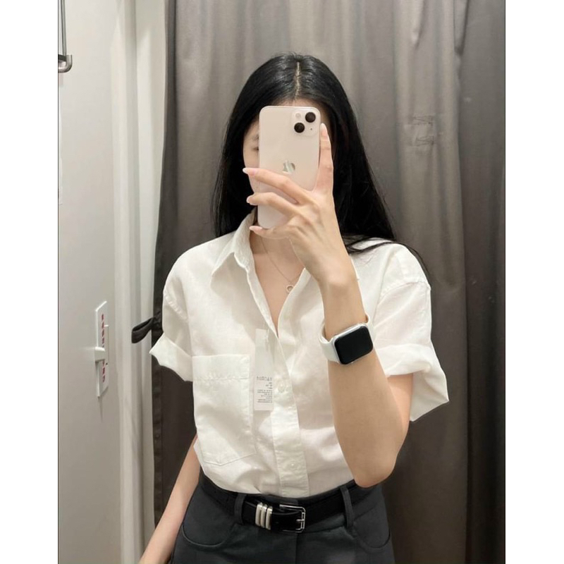 Sét Áo Sơ Mi Phối Chân váy kaki Kèm Dây Nịt Thời Trang Công Sở Đi chơi Dạo Phố