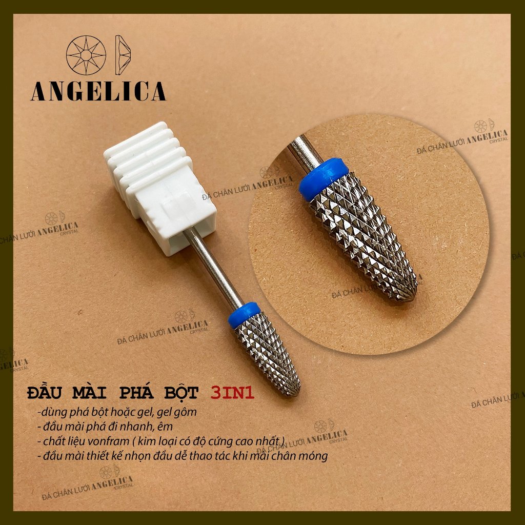 Đầu mài nhặt da nail đầu mài da, mài khoé, phá gel bột chất liệu kim loại an toàn chuyên dụng làm móng ANGELICA
